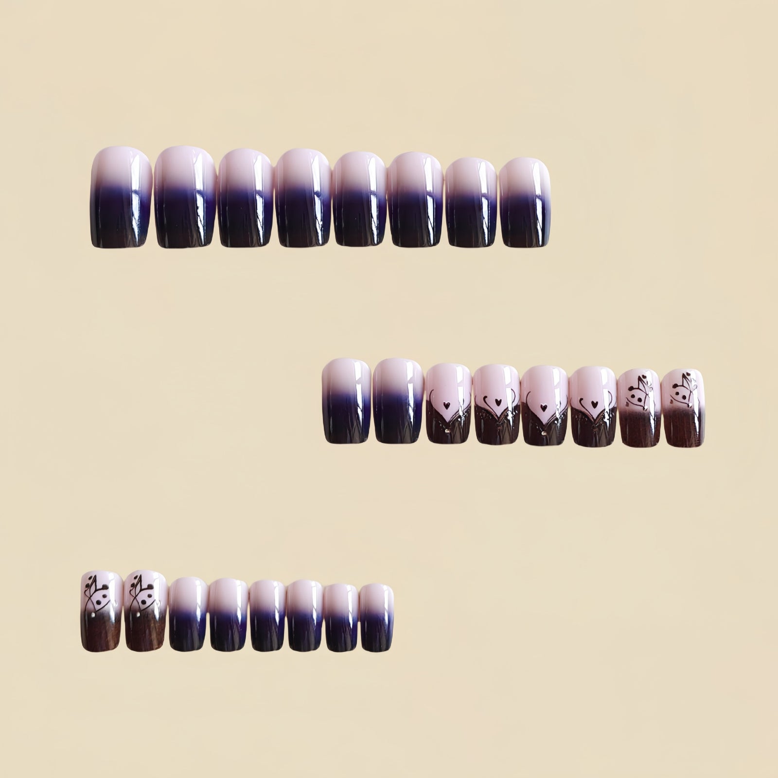 24pcs/Set Autumn-Winter Purple Ombre Press-On Nails