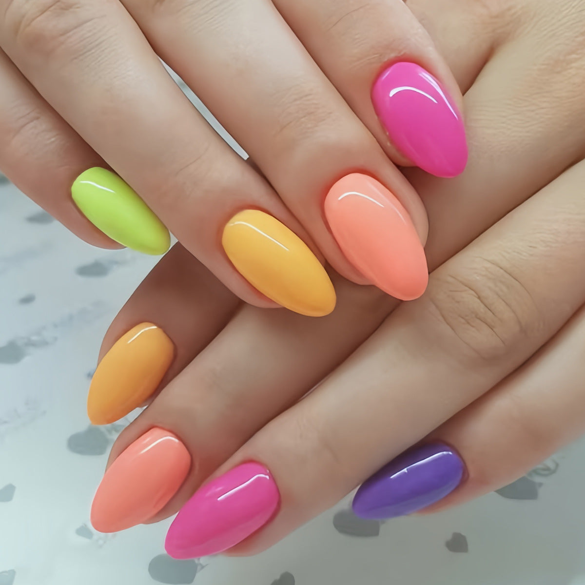 24pcs/Set Macaron Candy Colors Press-On Nails