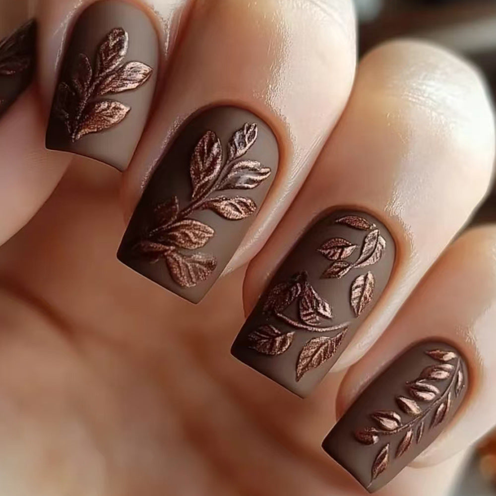 24pcs/Set 3D Matte Flower Press-On Nails