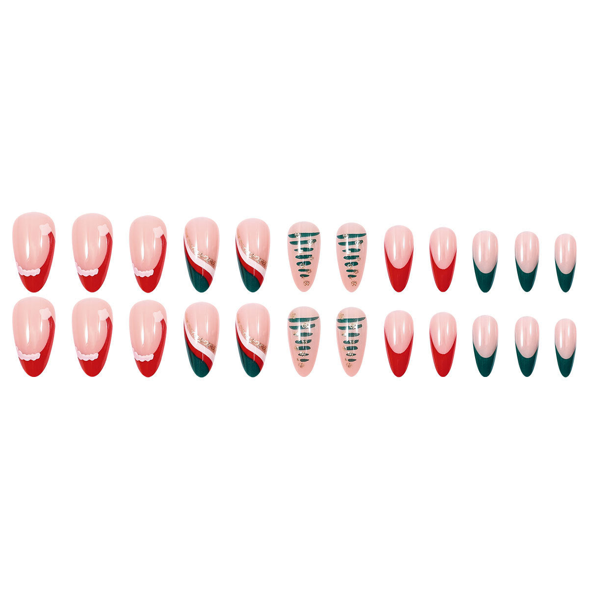 24pcs/Set Christmas Wave French Christmas Tree Press-On Nails