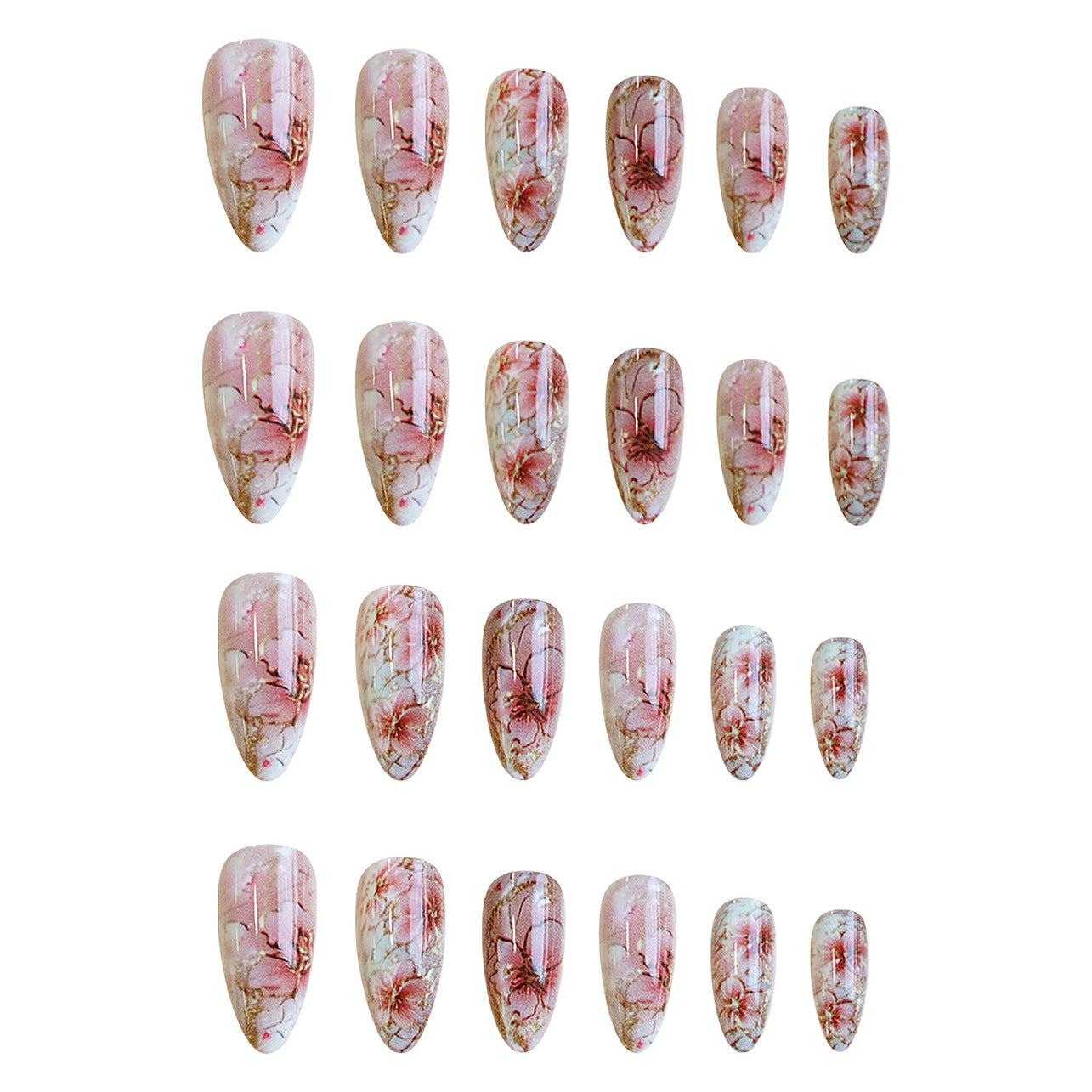 24pcs/Set Sunset Peach Blush Marbled Press-On Nails