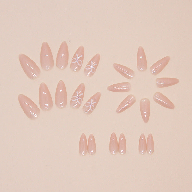 24pcs/Set White Bow Press-On Nails