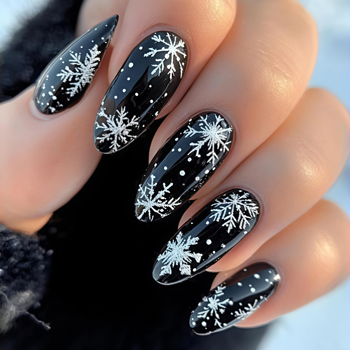24pcs/Set Christmas Snowflake Press-On Nails