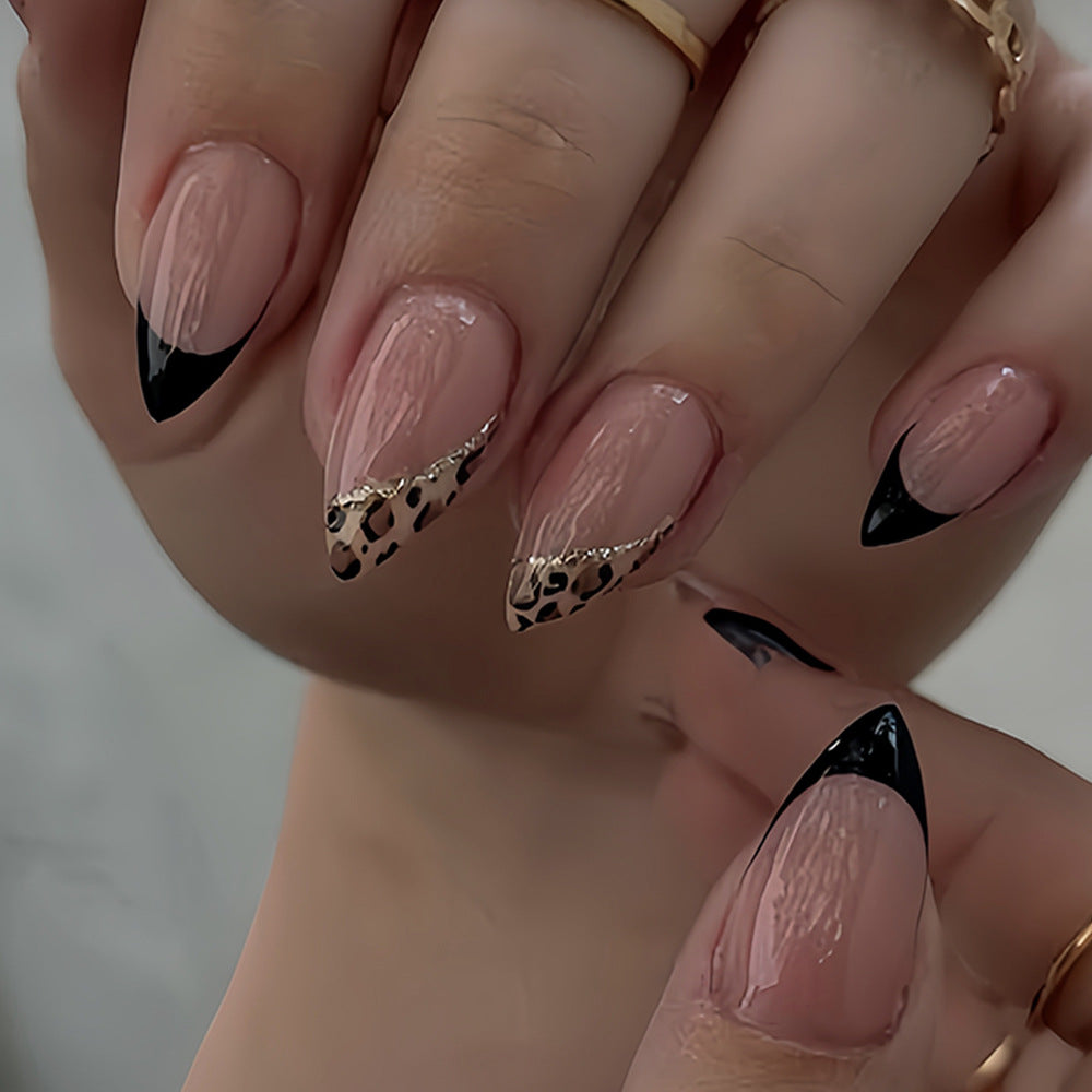 24pcs/Set Leopard Print French Press-On Nails