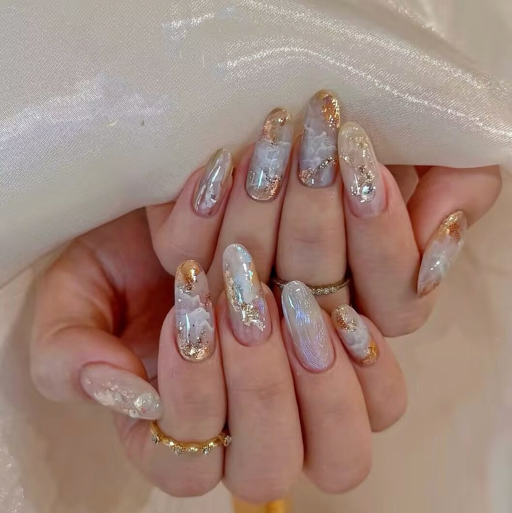 24pcs/Set Baroque Watercolor Oil Painting Press-On Nails