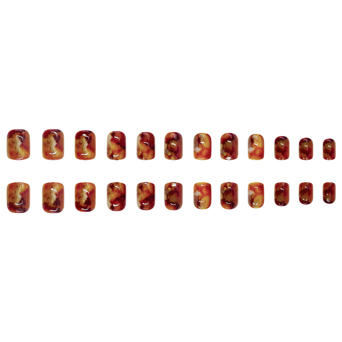 24pcs/Set Autumn-Winter Short Square Amber Marble Swirl Press-On Nails