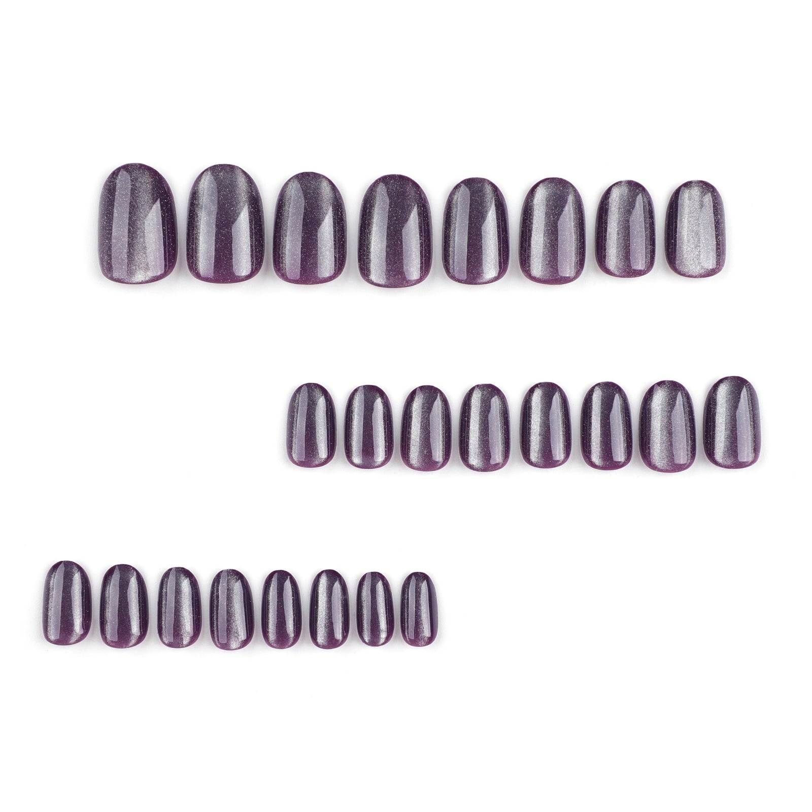 24pcs/Set Short Solid Purple Cat Eye Press-On Nails