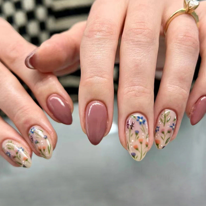 24pcs/Set Short Fresh Floral Press-On Nails