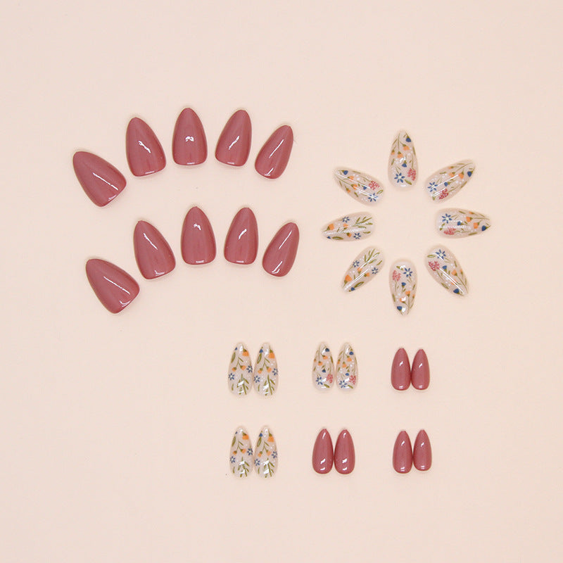 24pcs/Set Short Fresh Floral Press-On Nails