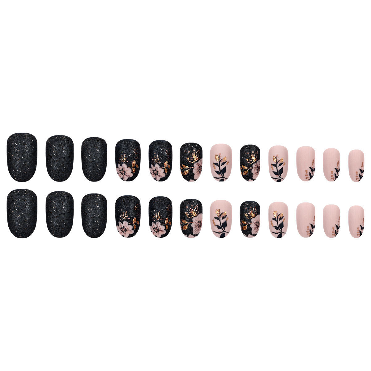 24pcs/Set Autumn-Winter Leaves and Flowers Press-On Nails