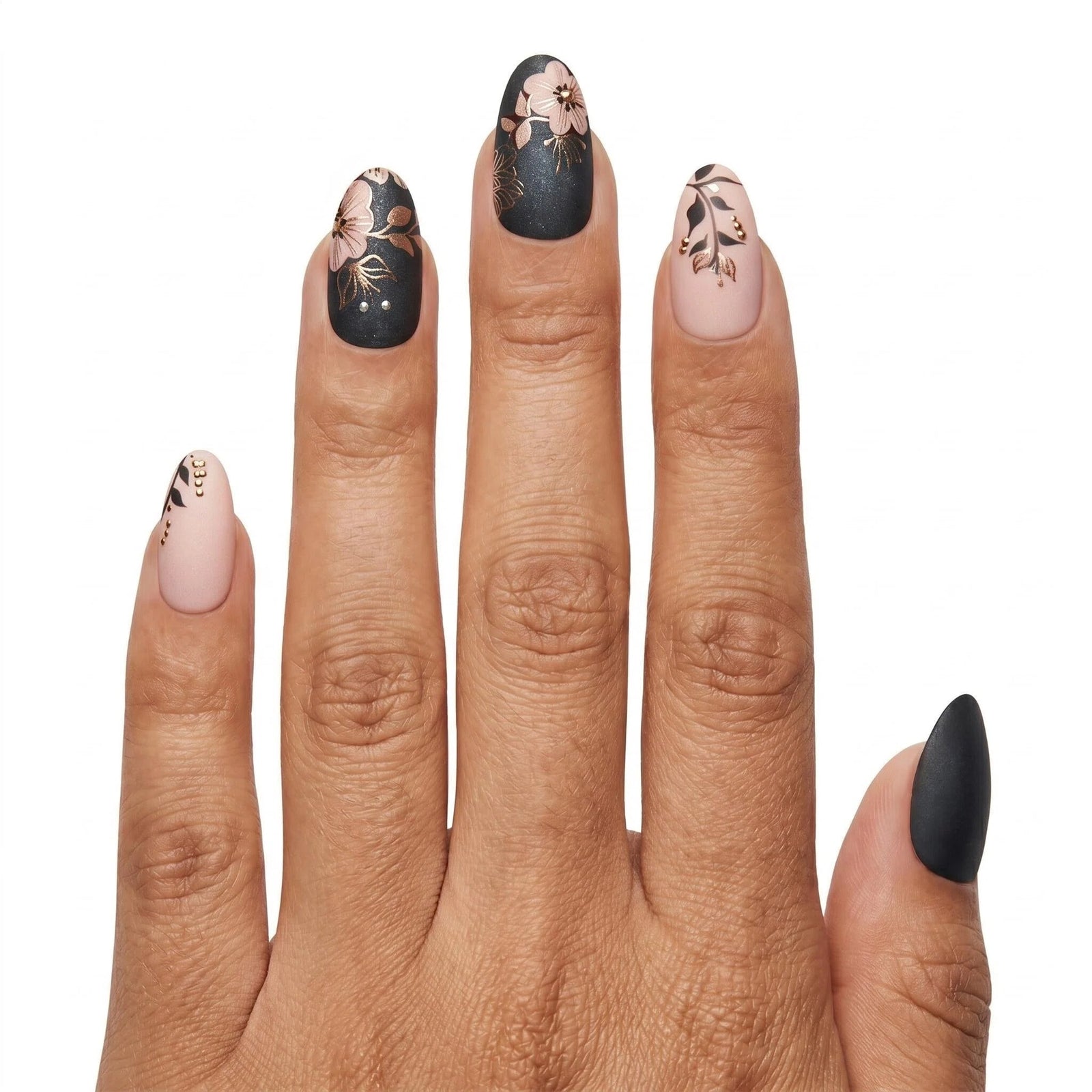 24pcs/Set Autumn-Winter Leaves and Flowers Press-On Nails