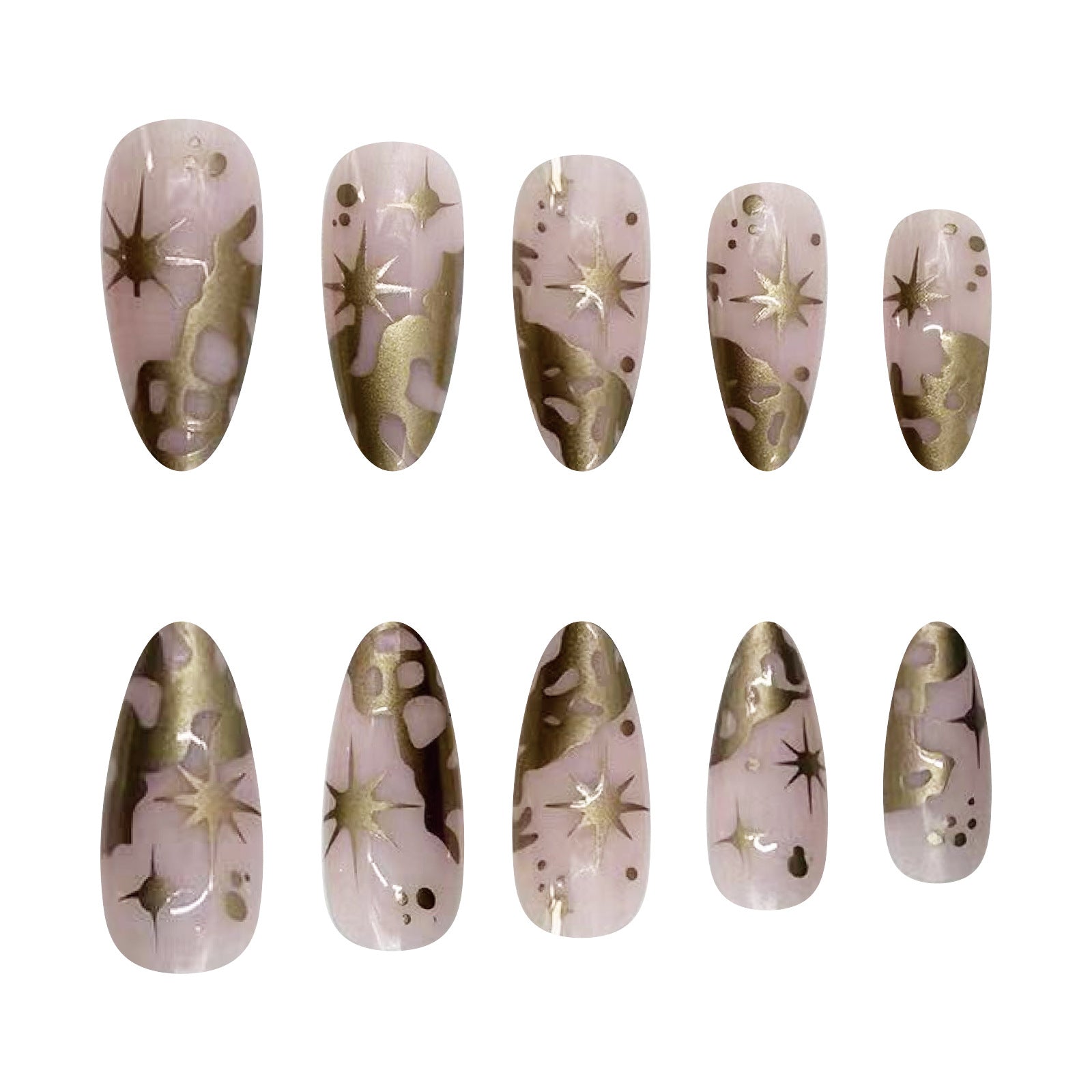 24pcs/Set Gold Line Starry Glimmer Press-On Nails