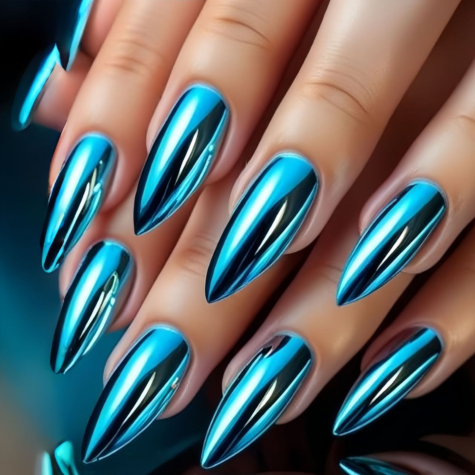 24pcs/Set Electroplated Green Press-On Nails