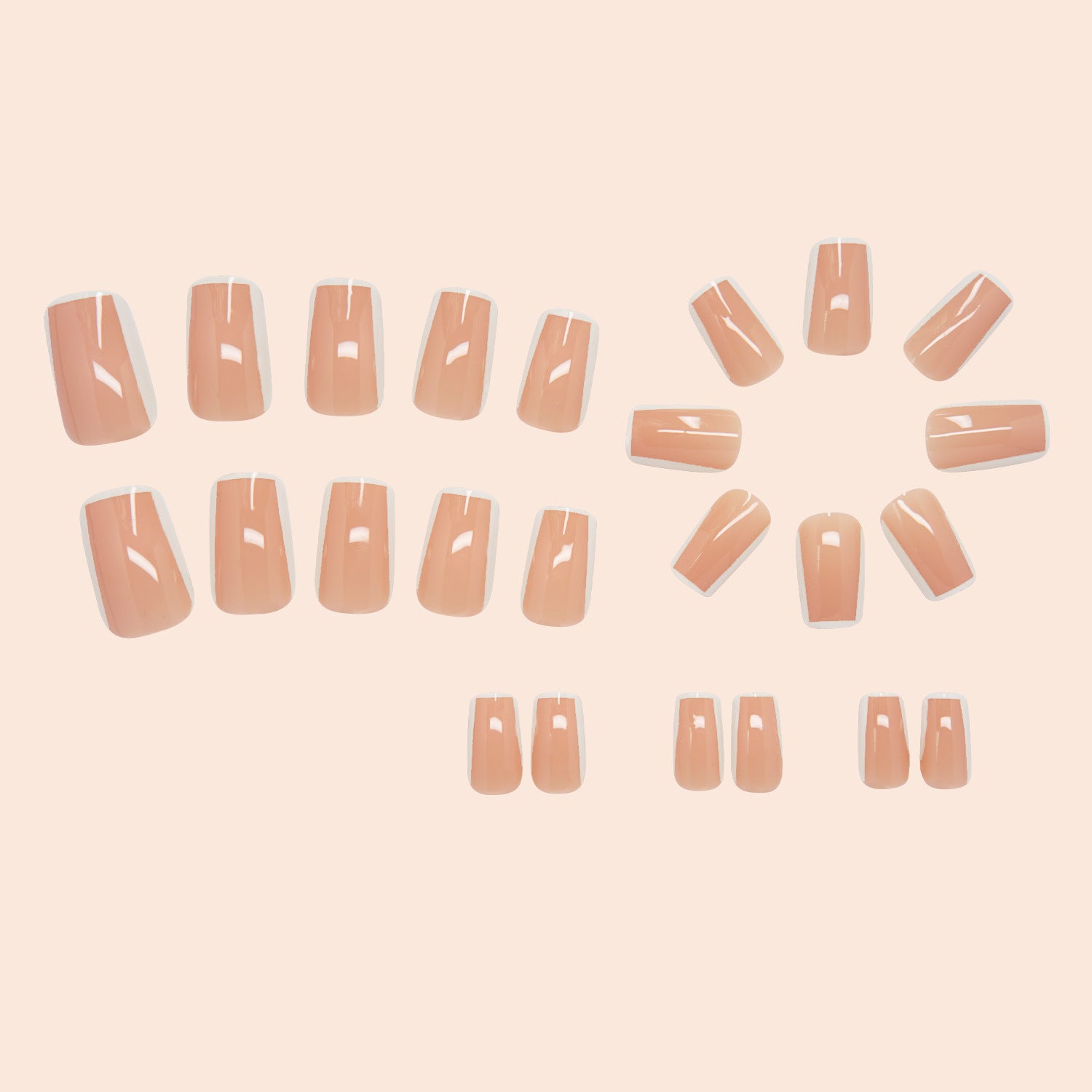 24pcs/Set White French on Nude Press-On Nails