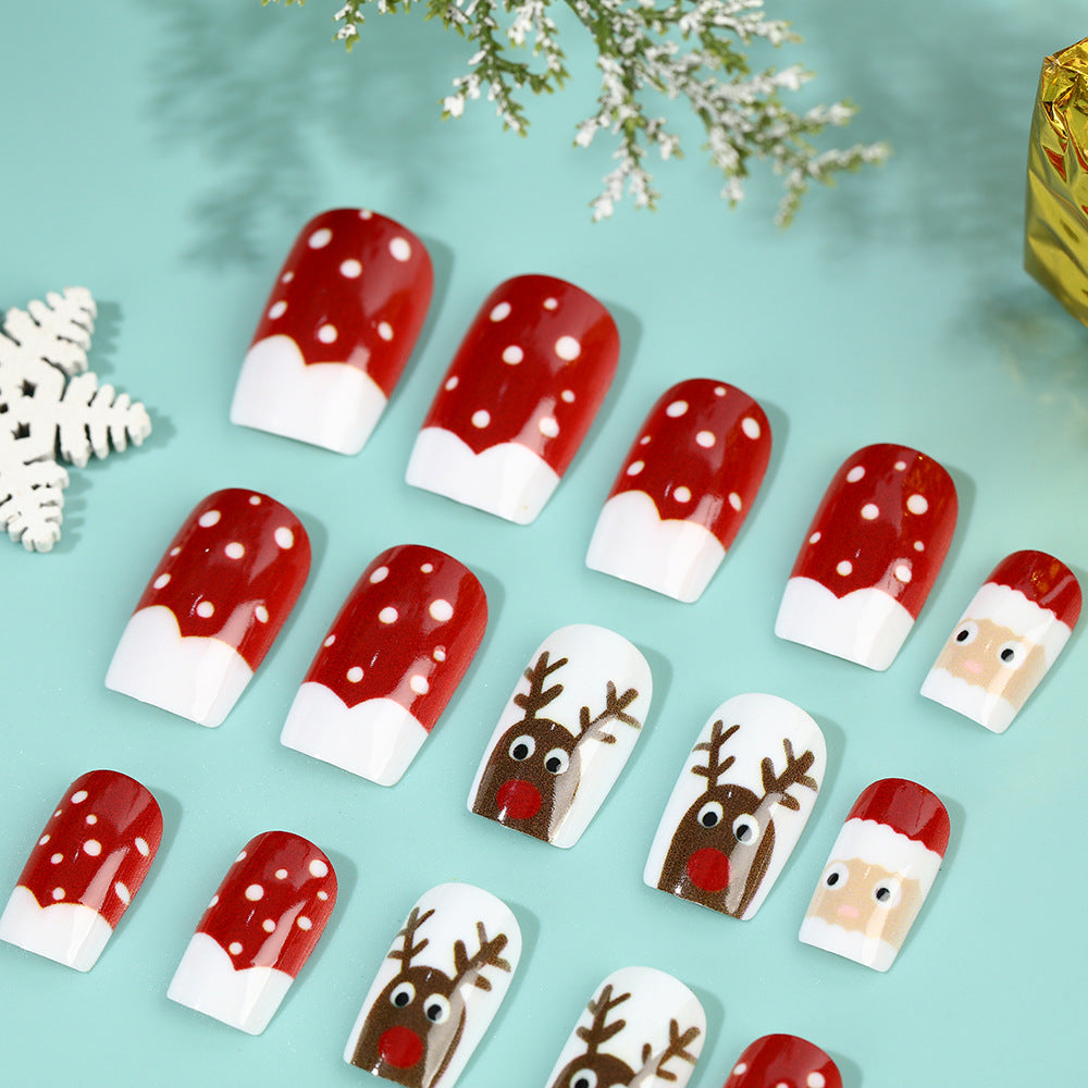 24pcs/Set Christmas Santa & Reindeer Press-On Nails