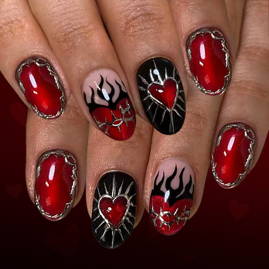 24pcs/Set Siren's Heart: Gilded Flame Press-On Nails