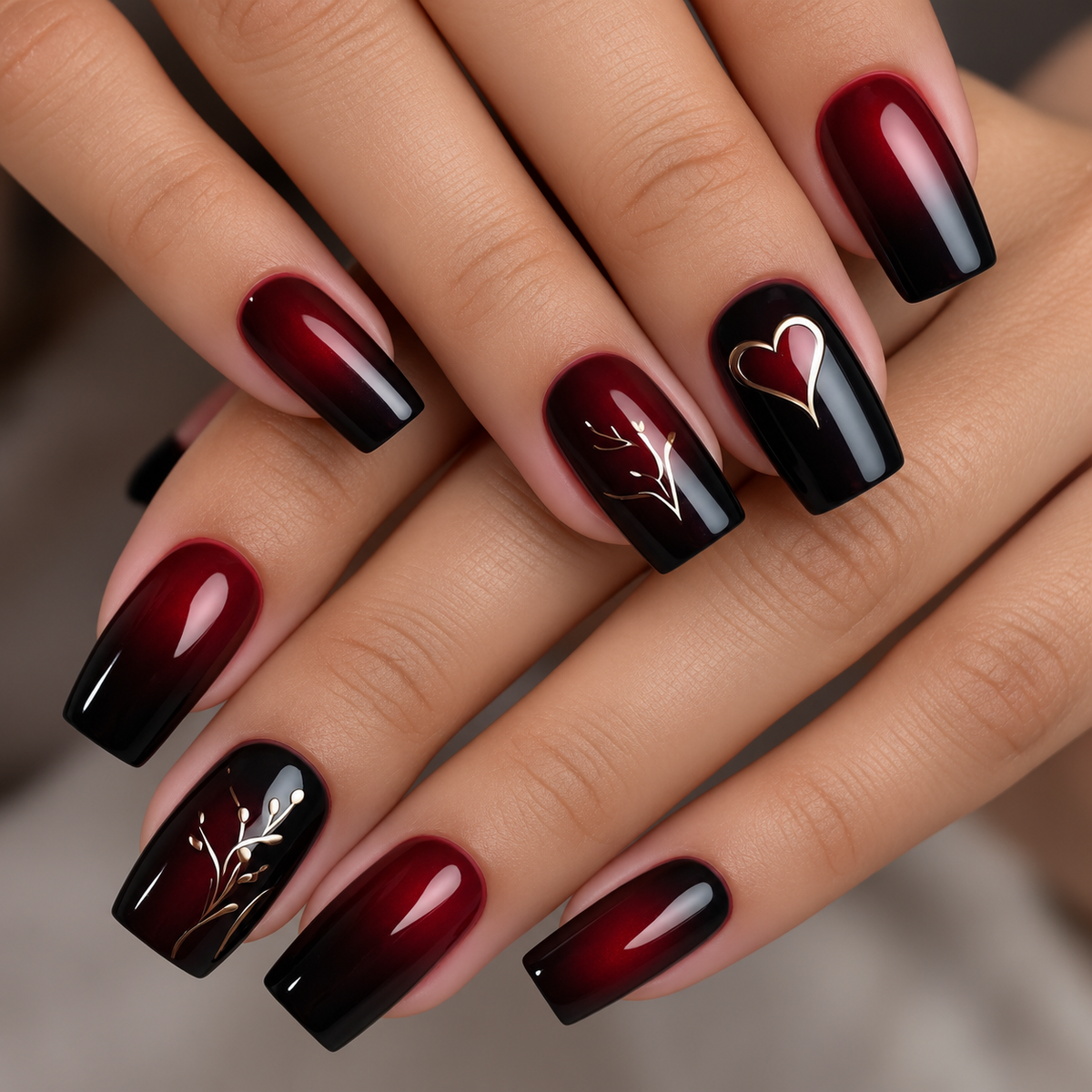 24pcs/Set Valentine's Day Heart Press-On Nails