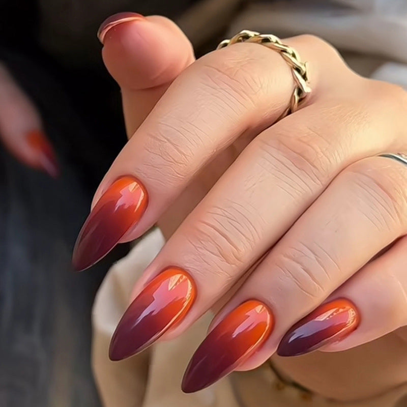 24pcs/Set Red Gradient Press-On Nails