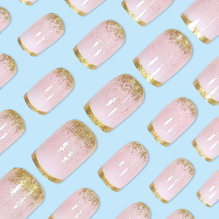 24pcs/Set Gold Edge French Press-On Nails