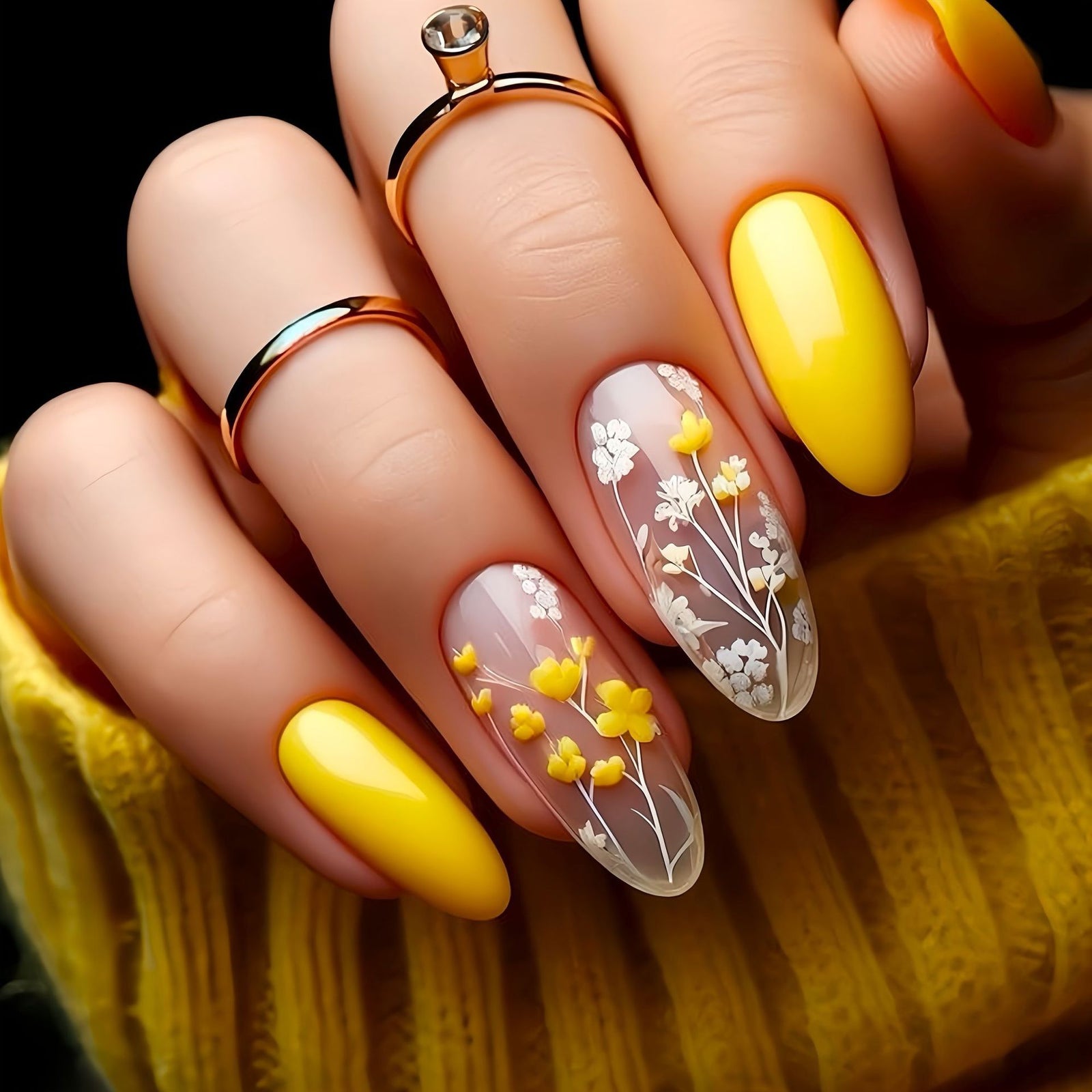24pcs/Set Minimalist Floral Press-On Nails