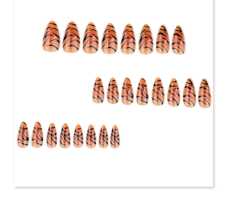 24pcs/Set Leopard & Zebra Print Cat's Eye Press-On Nails