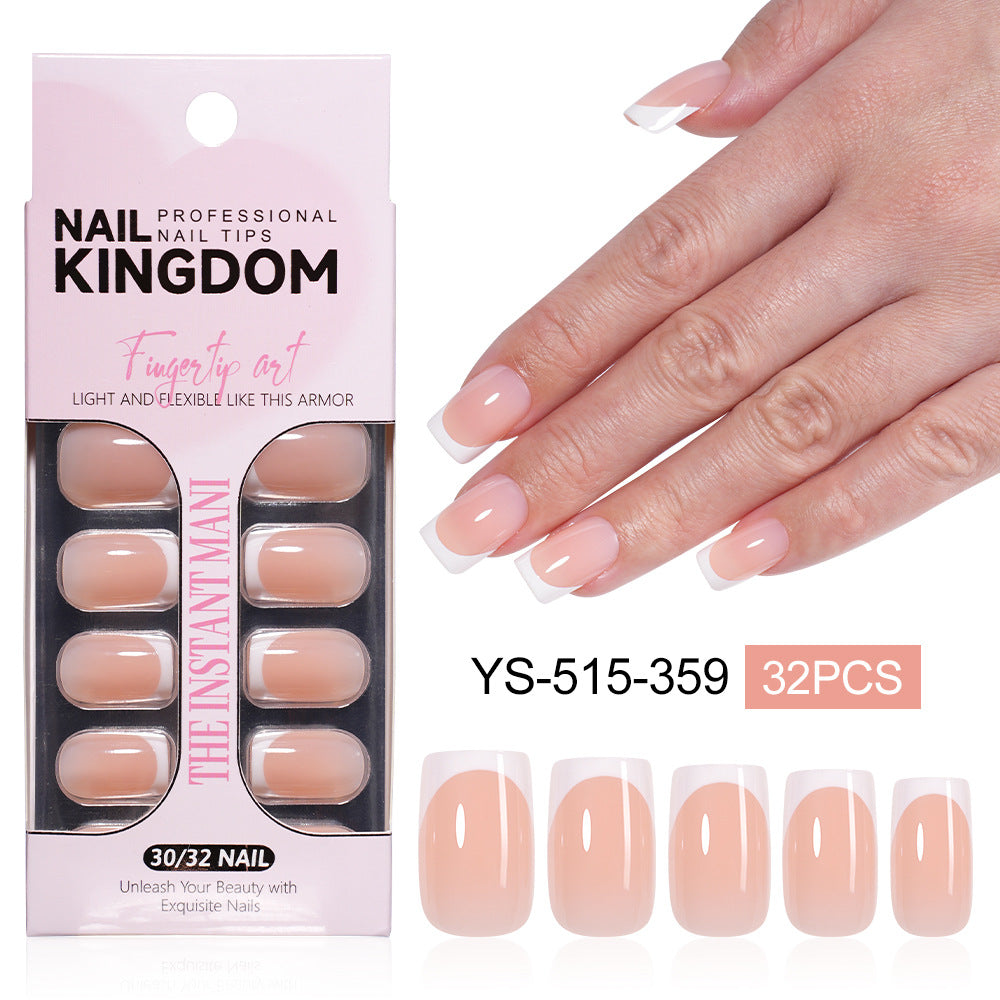 24pcs/Set Short White French Press On Nails