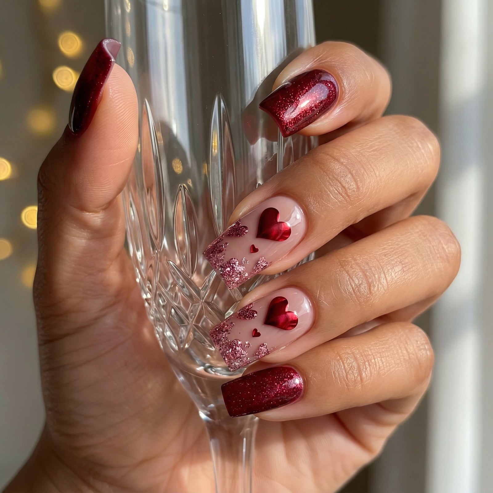 24pcs/Set Valentine’s Day Red Heart Press-On Nails