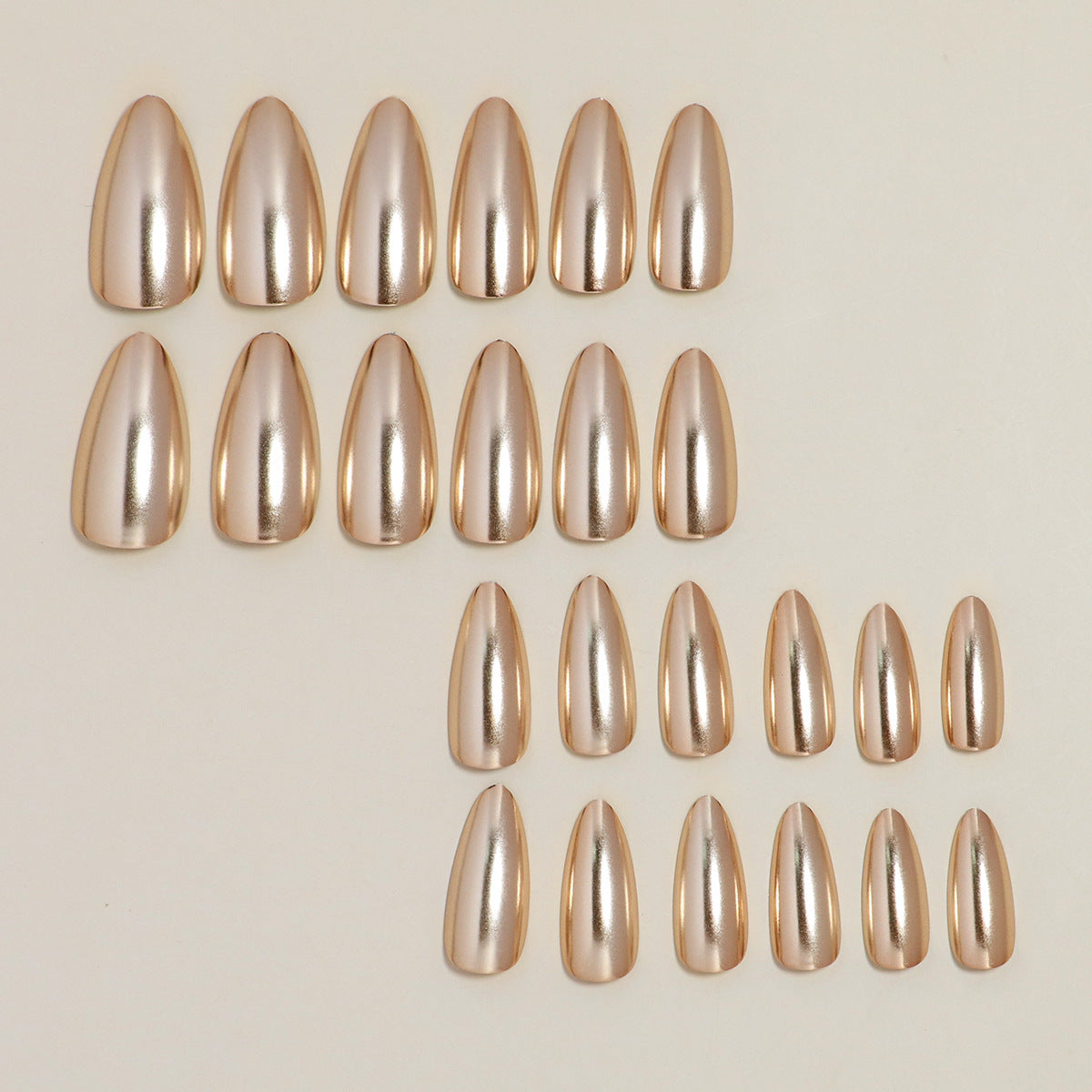 24pcs/Set Gold Electroplated Chrome Press-On Nails