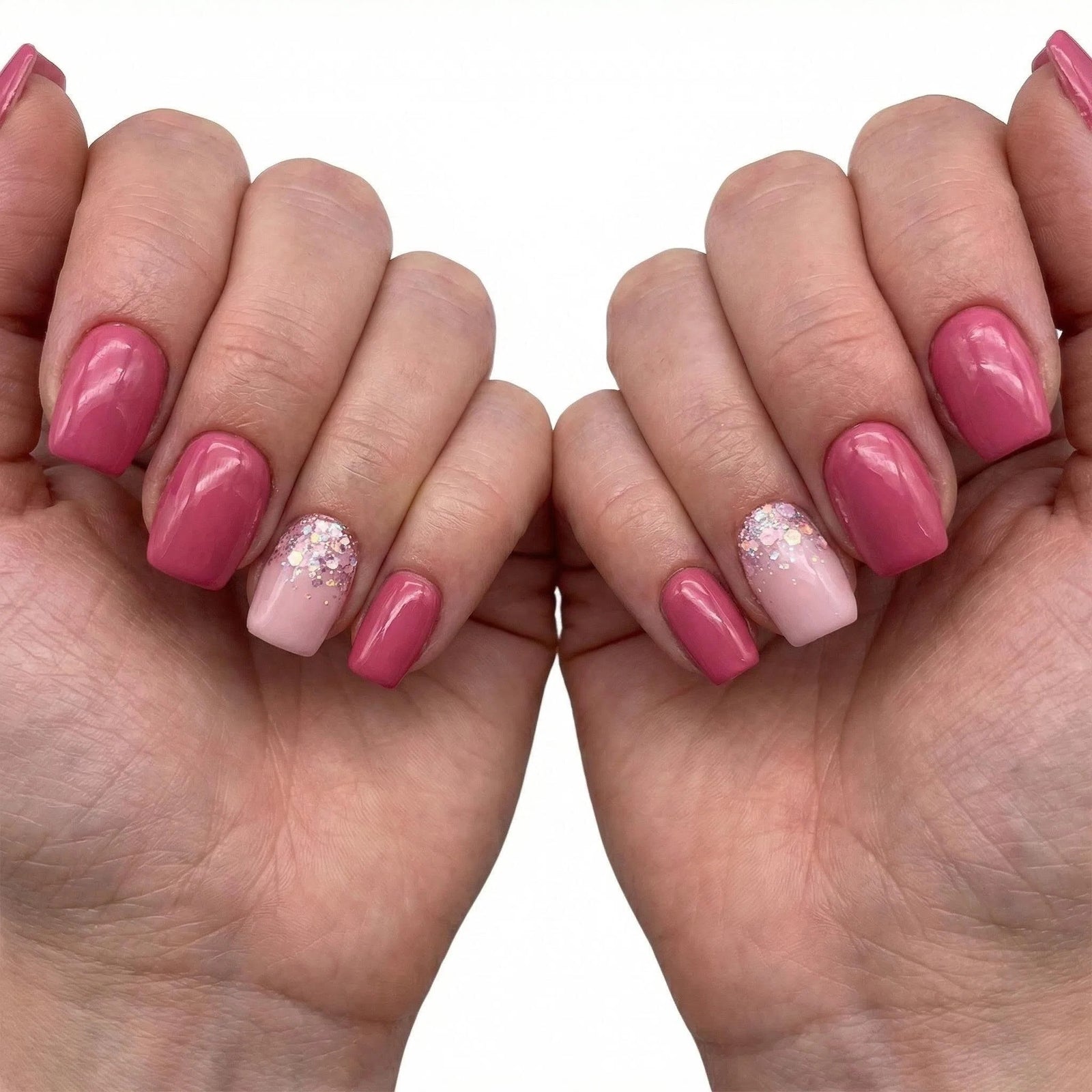 24pcs/Set Minimal Solid Barbie Pink Short Press On Nails