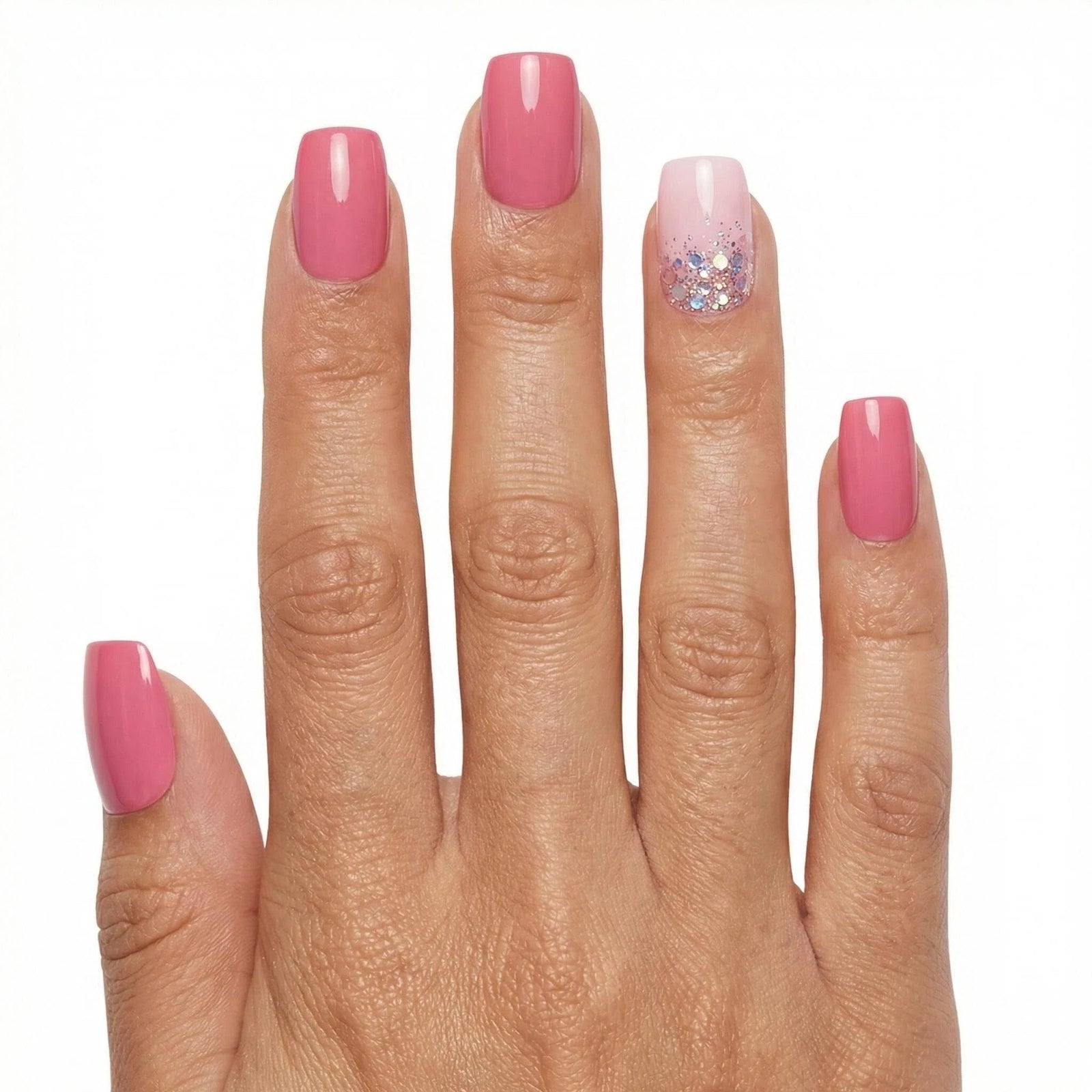24pcs/Set Minimal Solid Barbie Pink Short Press On Nails
