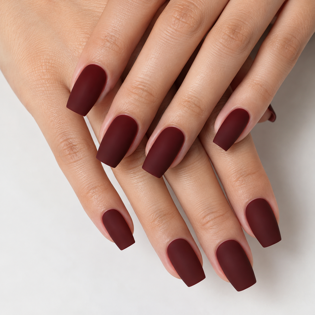 24pcs/Set Burgundy Matte Press On Nails