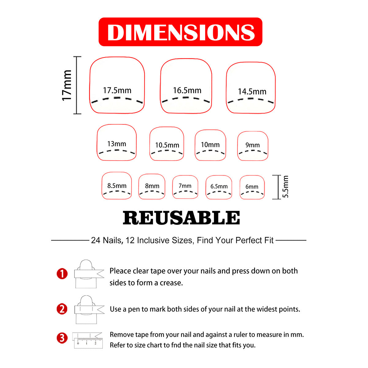 24pcs/Set Classic Red & Blue Stripes with Stars on White Press On Toe Nails