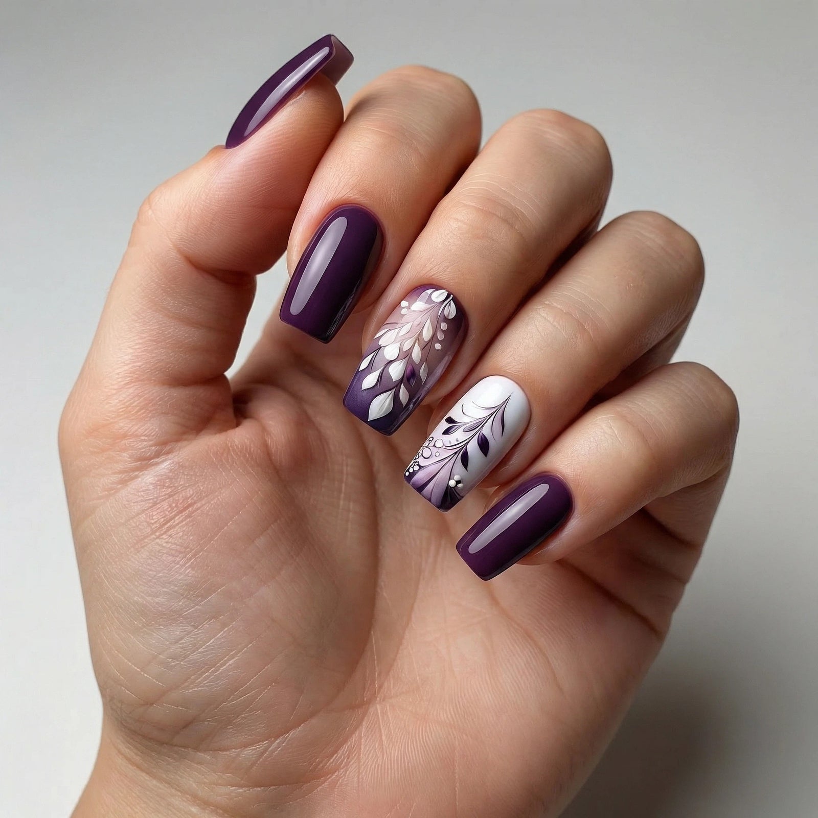 24pcs/Set Purple Gradient with White French Tips Press-On Nails