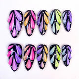 (Handmade) 10pcs/Set Multicolor 3D Butterfly Press-On Nails