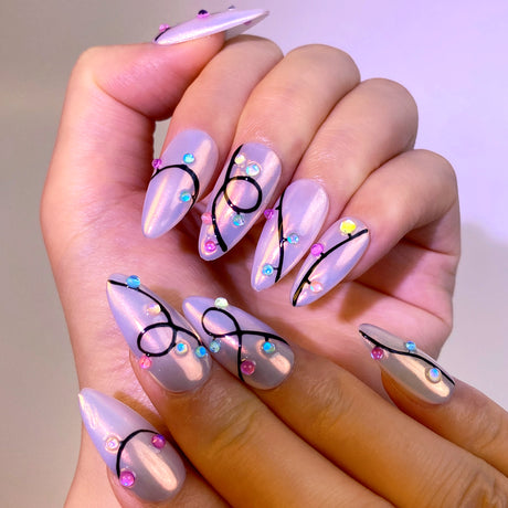 (Handmade) 10pcs/Set Christmas String Lights Press-On Nails