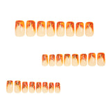 24pcs/Set Brown Ombre Leaves Press-On Nails