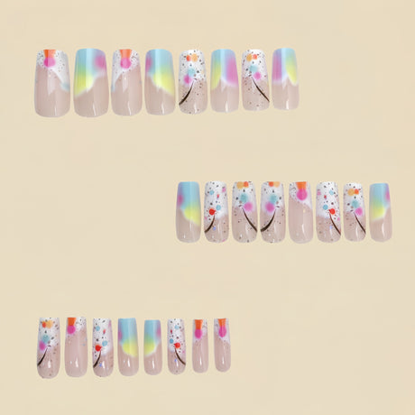 24pcs/Set Colorful Dots Ombre Press-On Nails