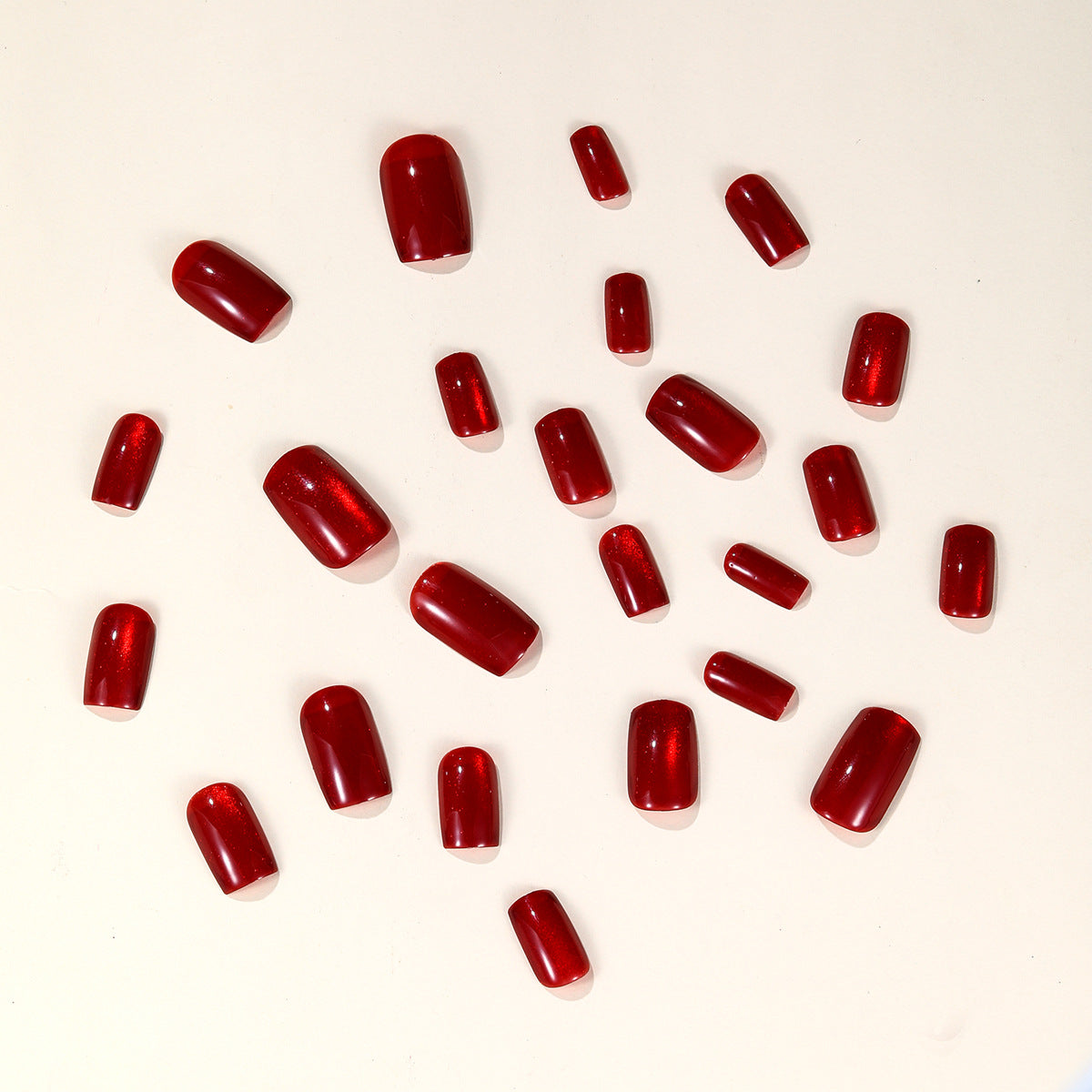 24pcs/Set Cat Eye Red Press-On Nails