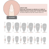 24pcs/Set  Chrome Coated Glitter Nude Solid Short Almond Press-On Nails