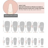 24pcs/Set Christmas Snowflake Snowman Red & White Stripes Press-On Nails