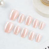 24pcs/Set Apricot Chrome Short Oval Press-On Nails