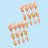 24pcs/Set Cream Yellow Daisy French Press-On Nails