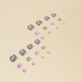 24pcs/Set Fresh Green Leaves & Red Press On Toe Nails