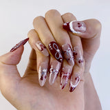 (Handmade) 10pcs/Set Christmas Snowflake 3D Tree Press-On Nails