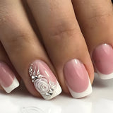 24pcs/Set Rose French Tips Press-On Nails