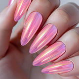 24pcs/Set Pink Mirror Laser Press-On Nails