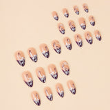 24pcs/Set Color-Block Floral French Press-On Nails