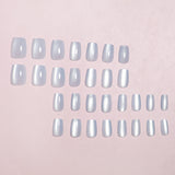 24pcs/Set White Cat Eye Press-On Nails