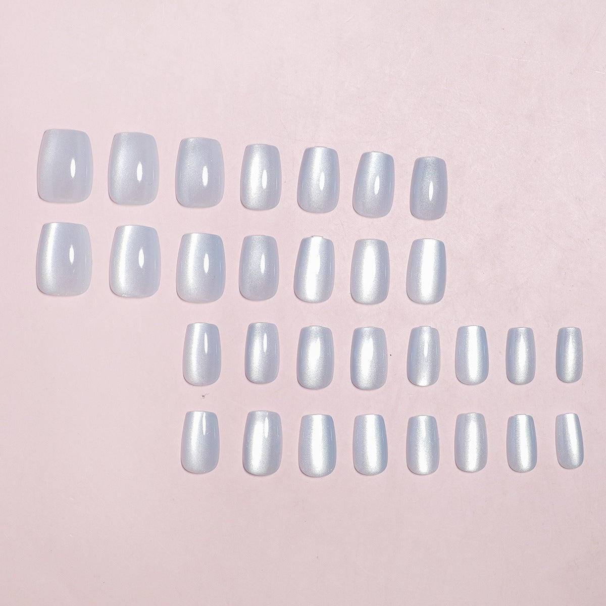 24pcs/Set White Cat Eye Press-On Nails