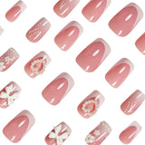 24pcs/Set White French Tips with 3D White Bow Press-On Nails